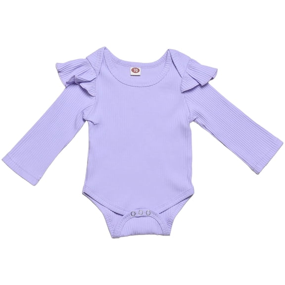 WUANDIXFA Toddler Girl Cotton Romper Long Sleeve Bodysuits One Piece Organic Cotton for Infant Baby Boys Girls Unisex Light Purple,3-6 Months