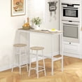thumbnail image 2 of HOMCOM 3-Piece Bar Table and Chairs Set for Dining Room, Oak, 2 of 10