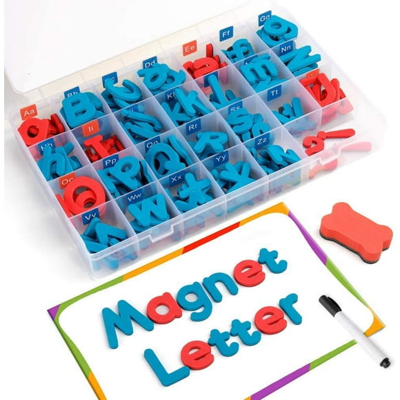 Magnetic Letters 208 Pcs with Magnetic Board and Storage Box Foam Alphabet Letters,Educational Toy Set for Kids Spelling and Learning