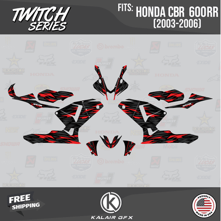 Kalair GFX Graphics Kit for Honda CBR600RR (2003-2006) Twitch Series