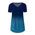 thumbnail image 4 of SHOPESSA Womens Tops Fashion Gradient Printed Blouse V-neck Short Sleeve Tunic Tops Casual Summer Long Shirts for Women to Wear with Leggings, 4 of 5