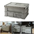 thumbnail image 3 of Collapsible Outdoor Camping Picnic Organizer Box, Rugged Portable Drink Foods Gray Green, 3 of 8
