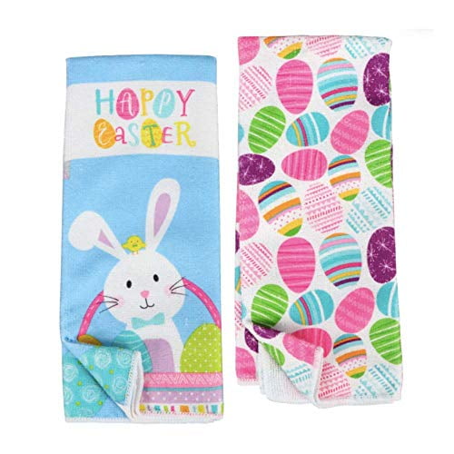 Maxipoo’s Easter Kitchen Towel 2 Piece Set Life is a Beautiful Ride Coral 
