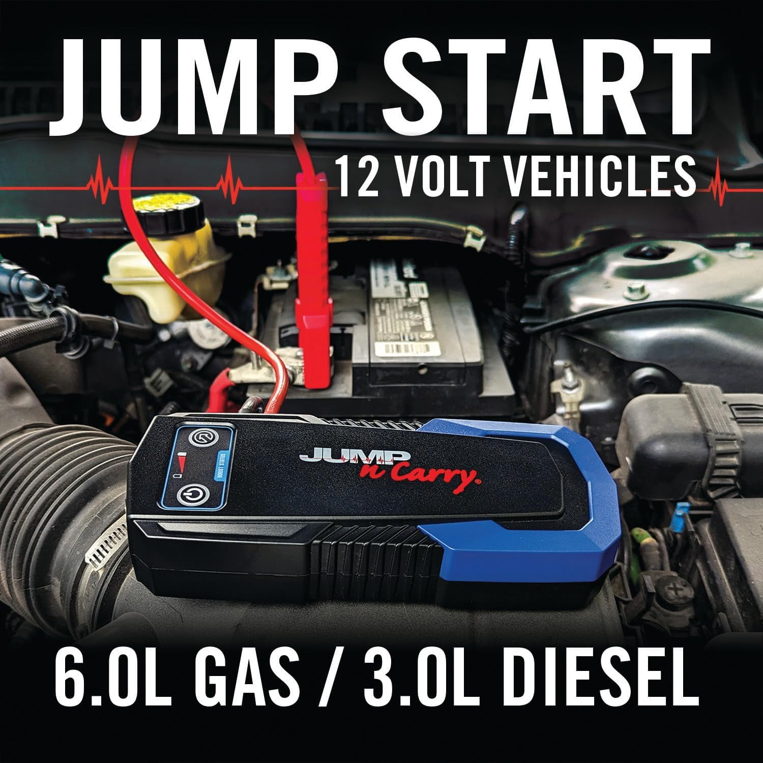 Clore Automotive  Jump-N-Carry 1000A 12V Jump Starter for Up To 6.0L Gasoline & 3.0L Diesel Engines