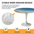 thumbnail image 6 of Blue Ocean Wave Elastic Fitted Round Table Cover Abstract Ombre Beach Waterproof Outdoor Tablecloth for Holiday Party, Picnic, Patio & Dining Fits Tables Up to 36"-44", 6 of 8