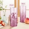 thumbnail image 4 of Initial K Tumbler Cup Gifts, Monogrammed Gifts for Women, Personalized Tumblers with Lids and Straws for Women 20oz, Personalized Gifts for Girls Women Mom Teacher Birthday Wedding Graduation, K-Pink, 4 of 6