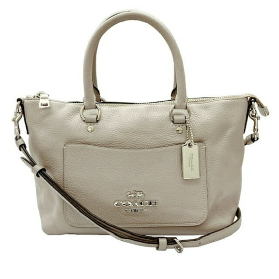 Pre-Owned COACH Mini Emma Satchel Bag F31466 Grey Leather Handbag Shoulder for Women (Good)