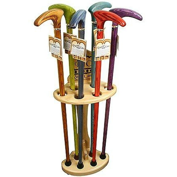 Premium Compact Cane Stand, Pine Wood - Holds 7, Sleek and Stylish Design, Quality North American Pine, Perfect Cane Holder for Any Decor, Neatly Holds Up to Six Canes, Space-Saving Cane Rack
