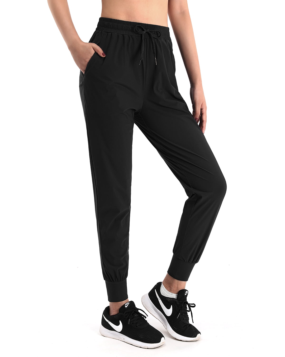 yeuG Sweatpants for Women with Pockets Black Joggers Lounge Workout Pants for Yoga Running 