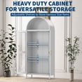 thumbnail image 5 of 73" Arched Metal Storage Cabinet, Kitchen Pantry Cabinet with Glass Door, 2 Adjustable Shelves ,Modern Farmhouse Display Bookshelf ,Freestanding Display Cabinet for Living/Dinning Room White, 5 of 7