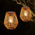 thumbnail image 2 of Solar Wicker Lanterns Outdoor Waterproof 2-Pack, Hanging Rattan Lights for Patio, Decorative Boho Solar Lights for Garden, Yard, Porch and Pathway, 2 of 7