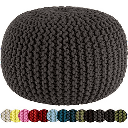 Cotton Craft Hand Knitted Cable Style Dori Pouf Grey Floor Classy Knitted Floor Pouf Pattern Cotton Craft Hand Knitted Cable Style Dori Pouf Grey Floor Classy Knitted Floor Pouf Pattern
