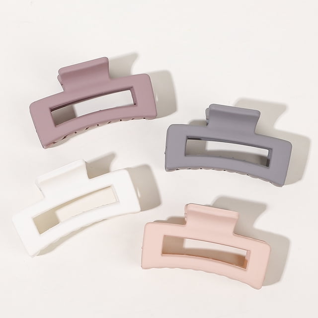 4 Pcs Pinces à Cheveux Carrées Classiques Givrées - Parfait pour Filles & Femmes - Design Griffe de Requin Ajourée