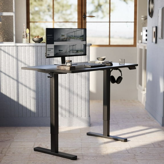Innovar Electric Standing Desk, Small Stand up Desks Adjustable Height,Games Motorized Rising Desk W/Memory Preset Office Height Adjustable Desk for Teens & Adults,40x24 inches,Black