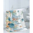 thumbnail image 3 of Teal Blue Coastal Towel Set of 3, Soft Microfiber Bath Towels, Hand Towel, Washcloths, Summer Beach Starfish Shell Coral Nautical Quick-Dry Absorbent Towels for Bathroom Kitchen Hotel Beach Gym Spa, 3 of 7