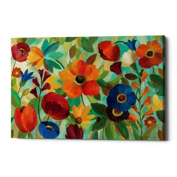 Epic Graffiti "Summer Floral V" by Silvia Vassileva, Giclee Canvas Wall Art, 12"x18" 26" x 40"