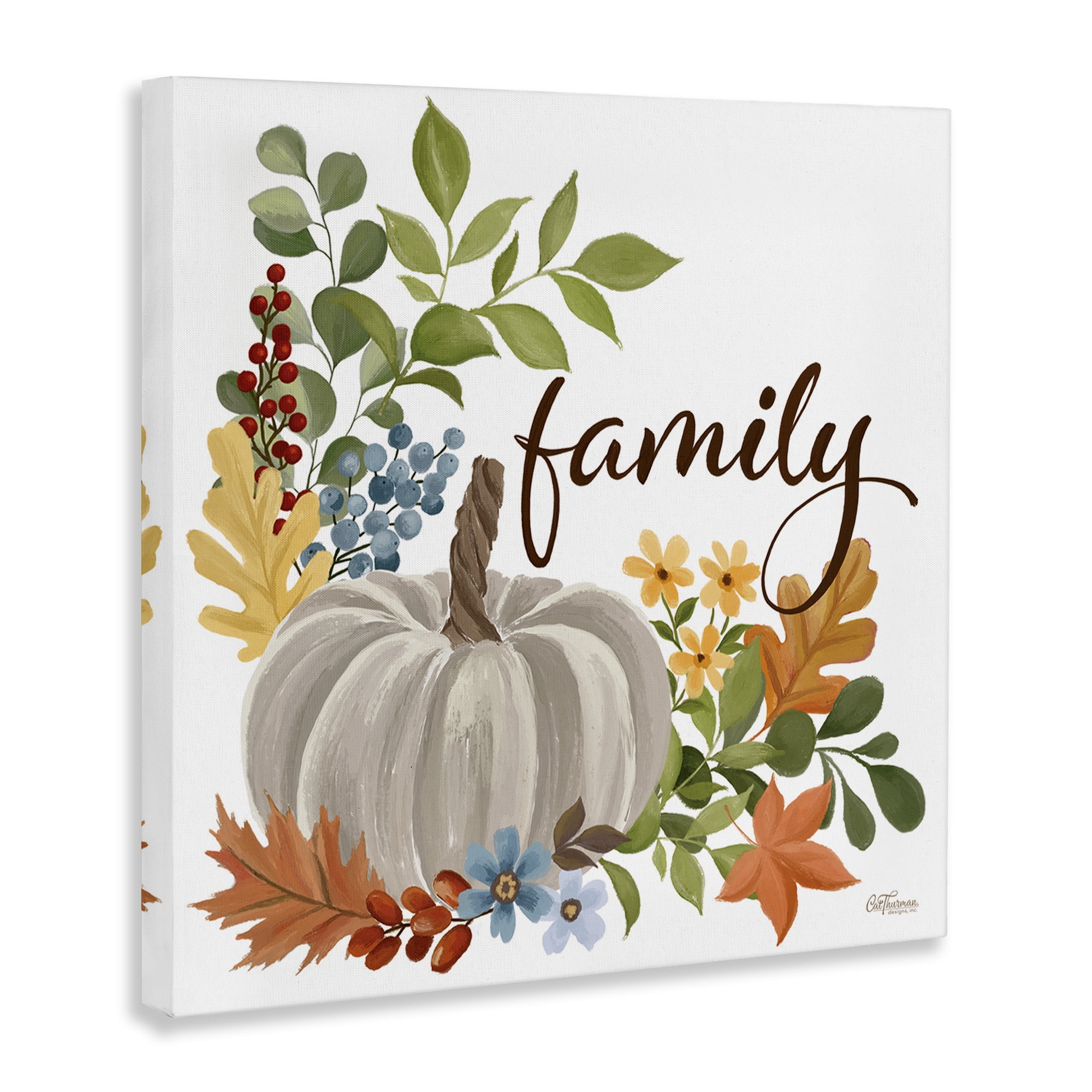 Stupell Industries Autumnal Family Pumpkin Holiday Painting Gallery Wrapped Canvas Art Print Wall Art, 36 x 36