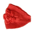thumbnail image 5 of Weikingp Fascinators Hats for Women Autumn And Winter Warm Knitted Yarn Headband Hat Flower Headband Headdress Covered Headband Hats for Men Hats for Women Mens Hats (Clearance) red3 Polyester cotton, 5 of 7