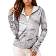 thumbnail image 2 of Women's Sun Protection Jacket Hoodie Clothing Lightweight Long Sleeve Sun Cover Up Shirt with Fashion Print, Athletic Lightweight Full-Zip Long Sleeve Outdoor, Gray, L, 2 of 5