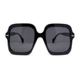 thumbnail image 2 of Womens Mod Thick Plastic Rectangle Butterfly Designer Sunglasses All Black, 2 of 4