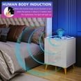 thumbnail image 4 of Lvifur LED Nightstand with Wireless Charging Station,Smart Bedside Table with Glass Desktop, USB & Type-C Port,Human Body Sensor, High Gloss White, 4 of 11