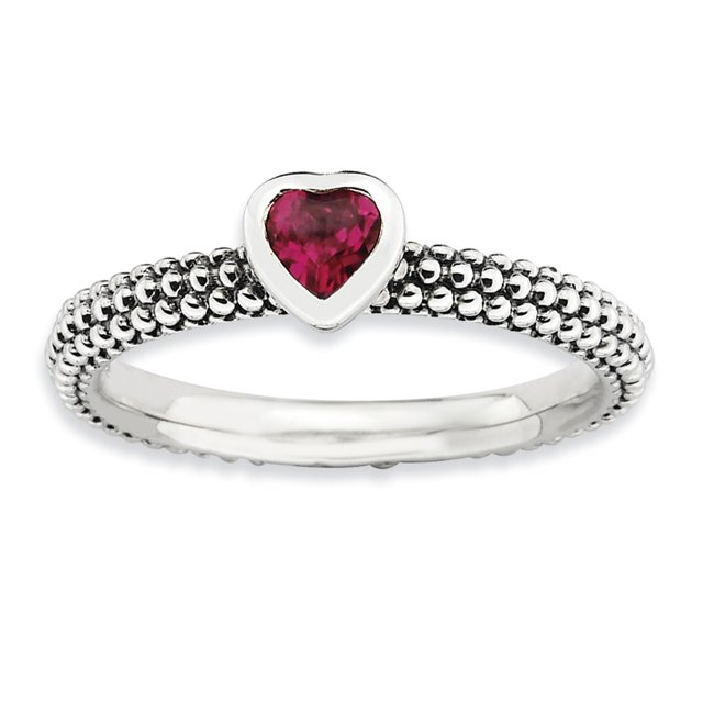 Sterling Silver Stackable Expressions Polished Cr.R Heart Ring Size 6
