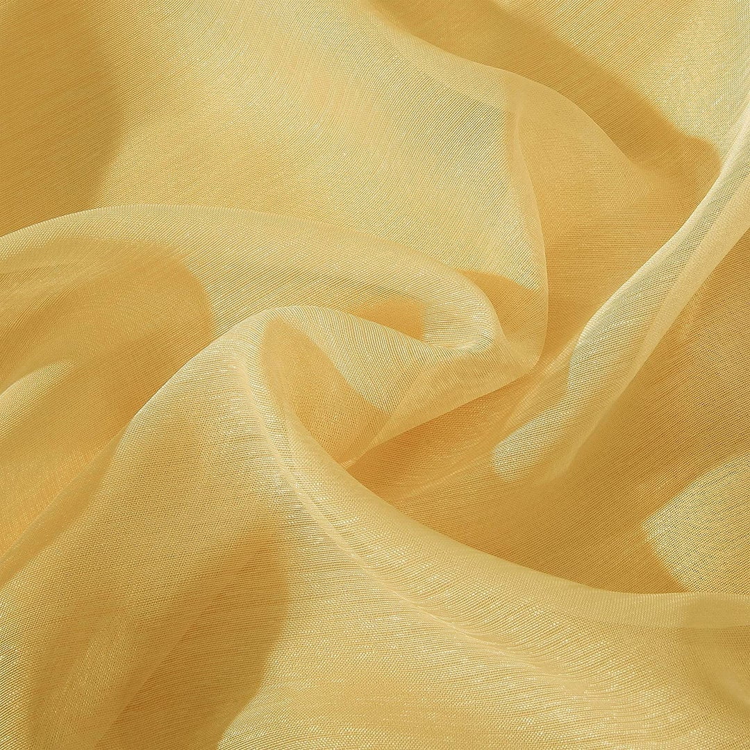 Dainty Home Malibu Textured Semi-Sheer Grommet Top Curtain Panel Pair, 108" x 84" In Gold