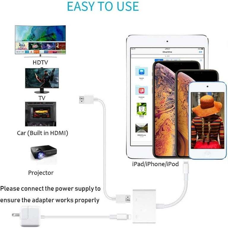  HDMI Adapter for iPhone to TV,iPad to HDMI,1080P HD Digital AV  Adapter(No Need Power) Video & Audio Sync Screen Connector Compatibility  with iPhone 14/13/12/11/X/8/iPad/to HDTV,Projector, Monitor. : Electronics