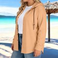 thumbnail image 7 of FRSASU Cotton Linen Hoodies for Women Button Down Sun Protection Casual Plus Size Long Sleeve Summer Vacathion Beach Tops Coffee, 7 of 7