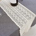 thumbnail image 2 of Table Runner, Cotton Crochet Lace Table Runner With Tassels, Vintage Wedding Table Runner Bohemians Dining Room Style, 2 of 5