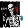thumbnail image 2 of Shower Curtain for Bathroom Abstract Skull Skeletons Rose Waterproof Bath Curtains Shower Curtains with Hooks,Human Bone Black White Bathroom Curtain Privacy Drapes for Bathtubs Toilet 36x72in, 2 of 9