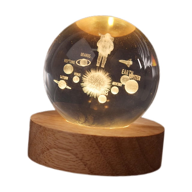 Lámpara de noche 3D decorativa planetaria, lámpara de noche decorativa de madera, creativa y moderna. B