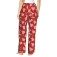 thumbnail image 3 of Uemuo Rose Flowers Pattern Women's Wide Leg Palazzo Lounge Pants with Pockets Light Weight Loose Comfy Casual Pajama Pants-XX-Large, 3 of 9