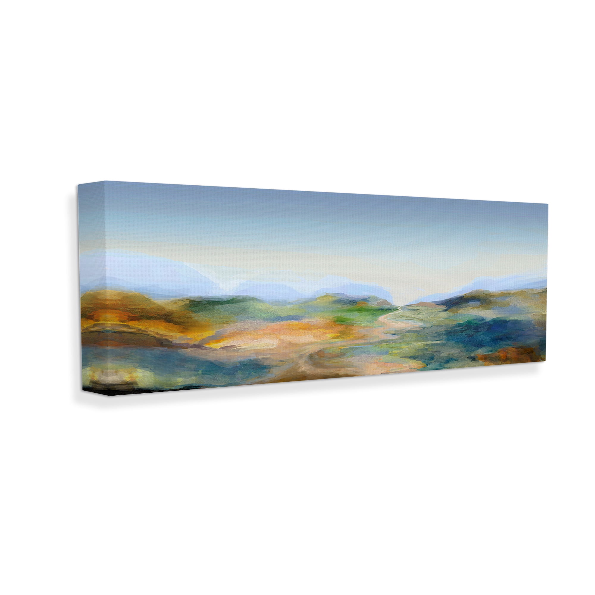 Stupell Industries Mountains with Winding Path Landscape Painting Gallery Wrapped Canvas Art Print Wall Art, 48 x 20