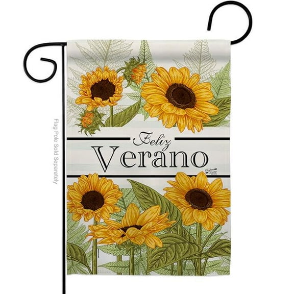 Breeze Decor G154108-BO Feliz Verano Floral Double-Sided Decorative Garden Flag, Multi Color