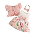 thumbnail image 2 of FASHOFT Baby Girl Easter Outfit Ruffle Sleeve Bunny Dresses and Headband 2 Piece My First Easter Outfit Pink 12-18 Months, 2 of 7