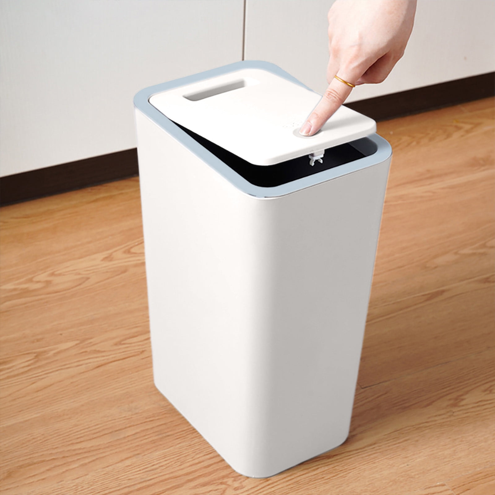 Small Trash Can, 1 Pack 2 Gallons/8.5 Liters Garbage Can with Press Top, Dog Proof Trash Can, Waste Basket for Bathroom, Kitchen, Bedroom, Office