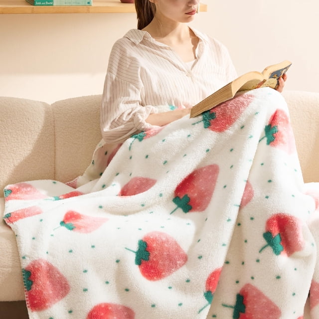 Manta Bedsure Cute, rosa fresa, 150 x 200 cm