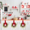 thumbnail image 2 of Christmas Mini Cabinet Wreath, 10" Norfolk Pine Wreath with Bow Red Berry for Chair, Artificial Small Kitchen Wreath for Window Front Door Farmhouse Wall Pillars Xmas Decor 1Pc,Red Bow, 2 of 4