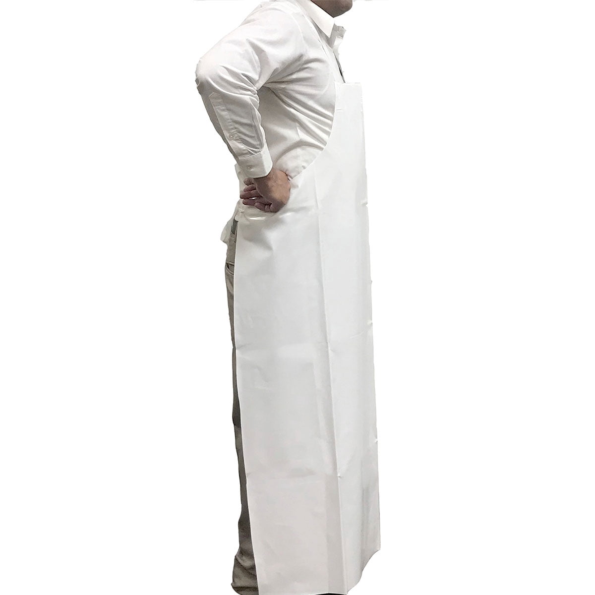 Kleen Handler Waterproof TPU Bib Thick Apron, 11.8 Mil, Oil Resistant, Unisex, White (Pack of 1)
