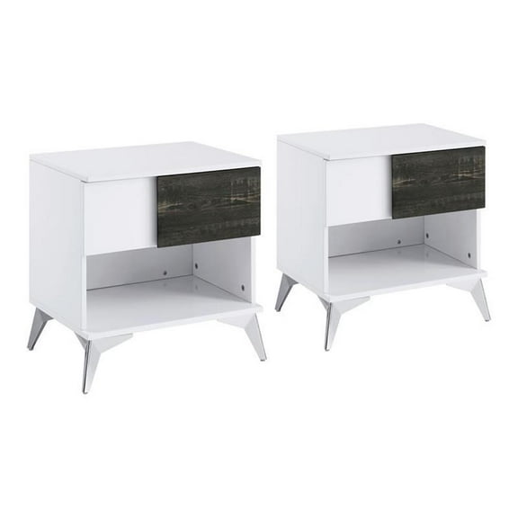Furniture of America Acada Wood 1-Shelf End Table in White (Set of 2)