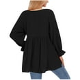 thumbnail image 5 of Aboser Babydoll Shirts for Women Loose Fit Puff Sleeve Tunic Tops Flowy Round Neck T-Shirt Solid Color Fall Outfits Casual Basic Long Tee Shirt Trendy Ruffle Hem Blouses, 5 of 8