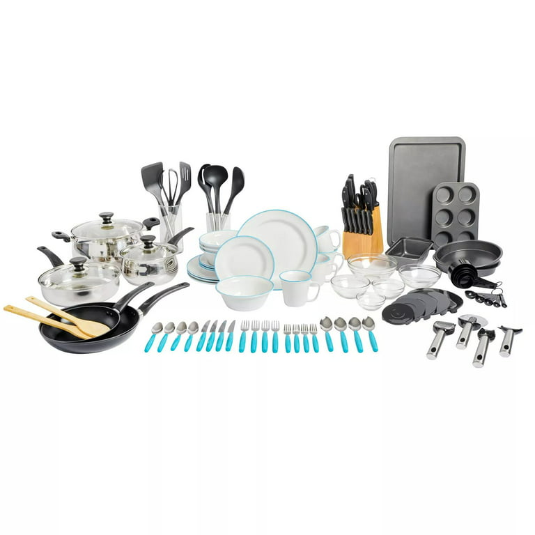 Gibson Home 95-Piece Complete Kitchen in a Box Essential Combo Starter Kit  - Teal 