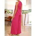 thumbnail image 5 of Women'S 2 Piece Outfits 2025 Summer Casual Sleeveless Mock Neck Crop Tops Wide Leg Pants Set Red L, 5 of 7
