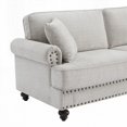 thumbnail image 5 of Modern White 61" Chenille Upholstered Sofa with Nails and Armrests, 5 of 8