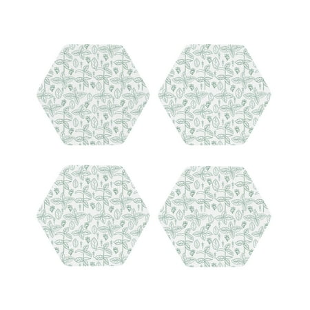 

Fuzoiu Leaf Print Print Leather Coasters Set Drink Coasters Set of 4 for Tabletop Protection Durable PVC Coasters Home Décor and Housewarming Gift-Hexagon