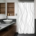 thumbnail image 4 of Small Stall RV Grey and White Striped Shower Curtain Abstract Lines Geometric Simple Modern Geometric Minimalist 36Wx72H Inch Neutral Fabric Decor Bathroom Polyester Waterproof 7 Pack Hooks, 4 of 6