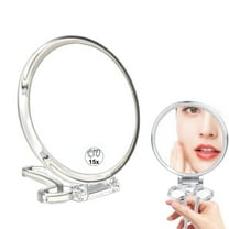 Double-Sided Magnifying Handheld Mirror, 1X & 15X Magnification, Folding Portable Vanity Makeup Desk and Travel Mirror