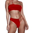 thumbnail image 1 of Fairnull Irregular Single Shoulder High Waist Bikini Set 2 Pieces Bandeau Bra High Waist Briefs Swimwear for Water Activity, 1 of 8