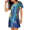thumbnail image 2 of Gukieu Colorful Winged Dolphin Print Women's Nightgown, A-line Round Neck Short-sleeved Nightgown Pajamas Home Wear Suitable for Home and Outing, 2 of 6